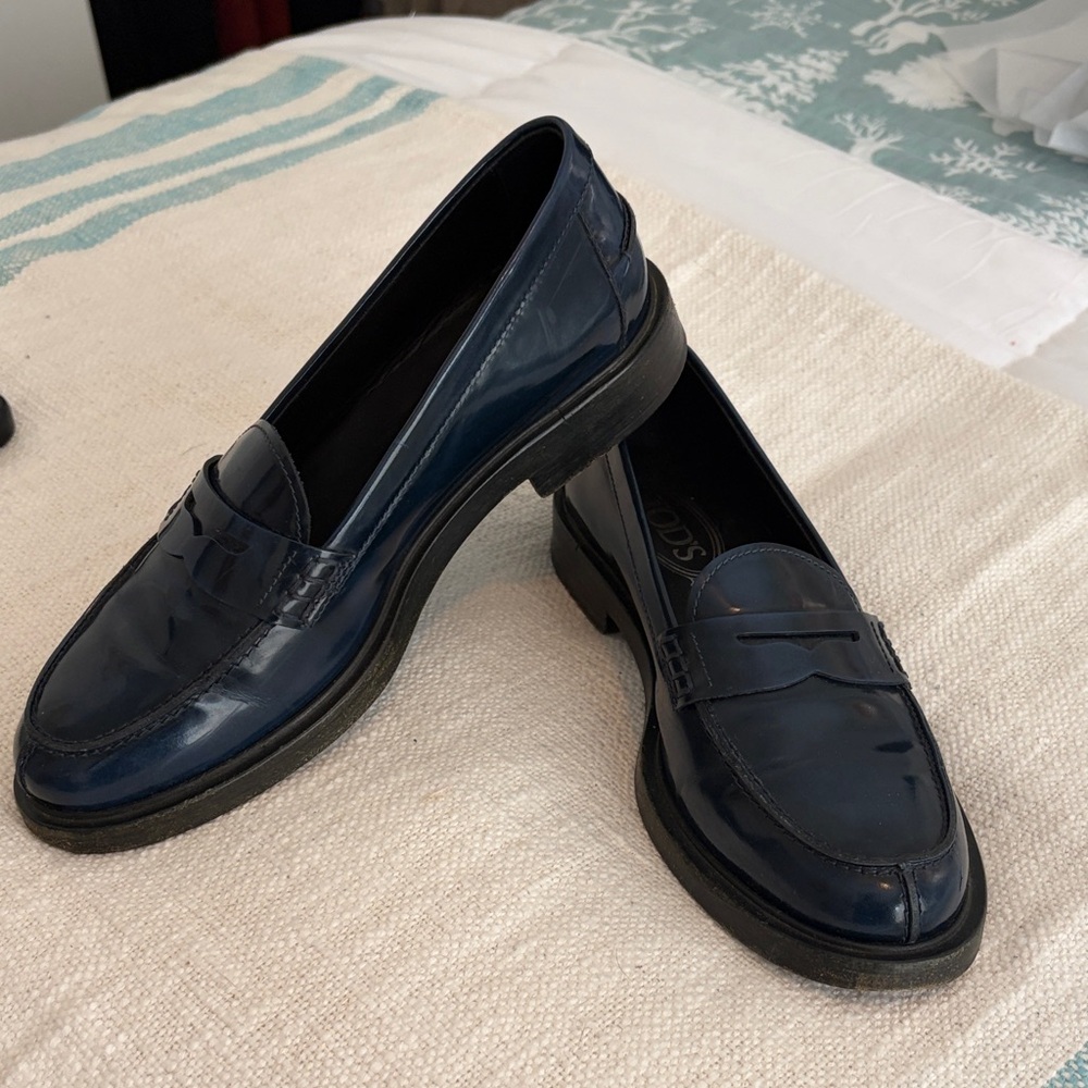 Tod's Navy Leather Loafers